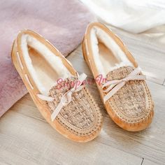 Women's Plaid Moccasin Slippers Shearling-Lined Suede Moccasins Beige Flat Moccasins For Fall, Brown Slip-on Moccasins For Winter, Comfortable Beige Moccasins With Round Toe, Beige Slippers With Round Toe For Fall, Beige Round Toe Slippers For Fall, Comfortable Beige Round Toe Moccasins, Winter Moccasins With Round Toe, Brown Winter Slippers With Flat Heel, Brown Flat Heel Winter Slippers