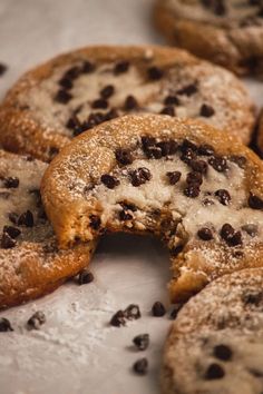 chocolate chip cookies with one missing in the middle