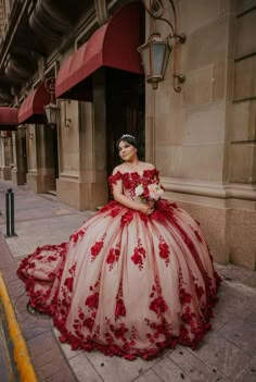 Queincearra Dresses Red, Red And Cream Quince Dress, Red Floral Quince Dress, Red Qunice Dress, Red White Quinceanera Dresses, Red And Champagne Quinceanera Dress, Red And Pink Quinceanera Dresses, Quince Dresses Red And White, Queen Of Hearts Quinceanera Dress