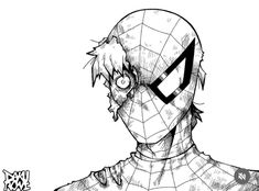 a drawing of a man with spider - man's head