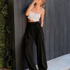 Features: Basic Style Sheer: Opaque Material Composition: 95% Polyester, 5% Spandex Care Instructions: Machine Wash Cold. Tumble Dry Low. Product Measurements: S:Waist 25.98 In, Hip 38.98 In, Bottom Length 41.73 In M:Waist 27.56 In, Hip 40.55 In, Bottom Length 42.13 In L:Waist 29.92 In, Hip 42.91 In, Bottom Length 42.52 In Xl:Waist 32.28 In, Hip 45.28 In, Bottom Length 42.91 In Free Shipping | Please Note I Will Provide Alternate Tracking Number | 5 - 10 Business Days Shipping Or Checkout Secure Black Wide Leg Pants With Tie Waist, Black Wide-leg Pants With Tie Waist, Chic Black Pants With Tie Waist, Chic Black Tie Waist Pants, Streetwear Sweatpants, High Waisted Wide Leg Pants, Tie Waist Pants, High Waist Wide Leg Pants, Loose Trousers