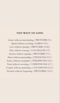 the back cover of ten ways to love, written in black and white on a beige background