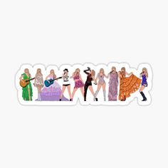 the spice girls sticker is shown in different colors and sizes, including one with a guitar