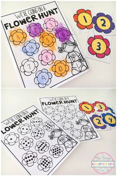 flower hunt printable worksheet for kids to practice number identification and counting skills