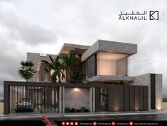 an architectural rendering of a modern house