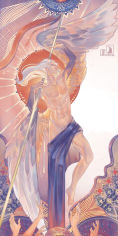 Angel Illustration, Greek Mythology Gods, Heaven Art, Man Illustration, Fantasy Creatures Art, Angels And Demons, Character Design Male, Angel Art