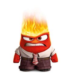 the angry birds character is wearing a tie and shirt with flames on his chest,