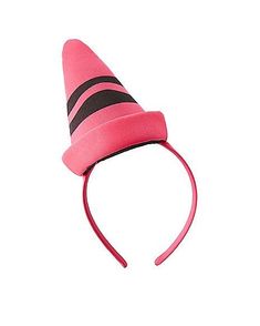 a pink hat with black stripes on it