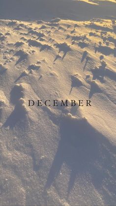 the cover of december written in black on snow covered ground