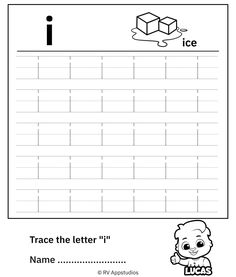 trace the letter i worksheet for kids to practice their handwriting and writing skills