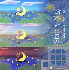 an image of two cartoon characters sitting on the moon in different stages of sleep time