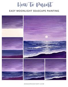 how to paint easy moonlight seascape paintings