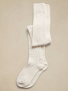 The perfect fit for your favorite boots, this gorgeous pair of socks is cable-knit from soft, breathable cotton.  Hits above the knee. White Knee Socks, Cream Socks, Cable Knit Socks, Knit Boot Socks, Favorite Boots, Nyc Trip, Holiday Outfit, Senior Pics, Knee Socks