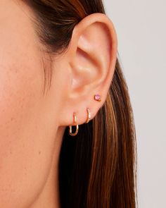 Open Heart Huggies Earring in 14k Solid Gold, Women's by gorjana Dainty Rose Gold Tarnish-resistant Huggie Earrings, Rose Gold Tarnish-resistant Dainty Huggie Earrings, Elegant Tiny 14k Gold Huggie Earrings, Elegant Huggie Style Piercings As A Gift, Elegant Huggie Piercings As Gift, Dainty Rose Gold Huggie Jewelry, Dainty 14k Pink Gold Jewelry, Dainty Pink Huggie Earrings, Delicate 14k Gold Piercings For Everyday