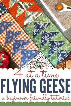 four different types of flying geese quilts