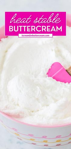 Bright white frosting in a pink bowl with text overlay. Wedding Cake Frosting, Piping Buttercream, Piping Frosting, Sweet Bakes, Best Buttercream, Icing Recipes, Cake Frosting Recipe