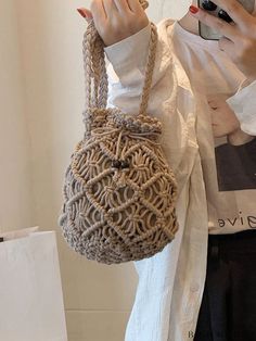 BagForLove - Compact Geometric Crochet Bag with Insert Drawstring - Ideal for Vacation Product Description Color Khaki Details Hollow Bag Size Mini Type Crochet Bags Closure Type Drawstring Pattern Type Plain Style Vacation Composition 100% Polyester Material Polyester Size Chart INCH CM Strap Length Bag Length Bag Width Bag Height 43.3 inch 5.1 inch 1.6 inch 7.5 inch Strap Length Bag Length Bag Width Bag Height 110 cm 13 cm 4 cm 19 cm Details Pictures Similar Products h2 { text-align: center; } /* æ¢è¡ */ li{ white-space: normal; word-break: break-all; word-wrap: break-word; } .red-box { width: 100%; display: flex; flex-direction: row; flex-wrap: wrap; justify-content: center; } .red-box > div { width: 190px; height: 250px; margin: 10px; } .red-box > div > a > img { width: 190px; height Casual Beige Macrame Bags, Casual Macrame Bag For Daily Use, Macrame Shoulder Bag, Geometric Crochet, Word Wrap, Crochet Bags, Color Khaki, Crochet Bag, Geometric Design