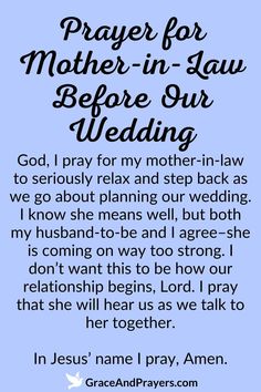 the prayer for mother - in - law before our wedding