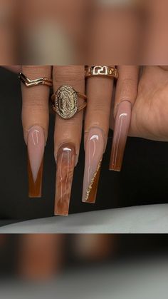 Nail Ideas Brown, Cute Nail Ideas, Brown Acrylic, Pedicure Designs, Cute Nail