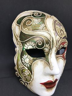 PLEASE WRITE YOUR TELEPHONE NUMBER WHEN YOU COMPLETE YOUR ORDER: Traditional and original papier-mache Venetian mask, handmade and decorated with acrylics colors. All our masks are handmade in our stores located in Venice. Our decorators use techniques typical of the Venetian tradition such as stucco, acrylics, gold and silver-leaf, macramè, passemenerie, pearls and crequelè to give you a wide range of masks. This shape is available in many different designs, colors and techniques. This mask is Unique Masks, Venice Mask, Theatre Masks, Stylish Nails Designs, Face Mask Design, Full Face Mask, Venetian Mask, Venetian Masks, Steampunk Design