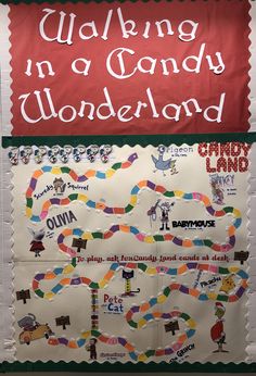 a sign that says walking in a candy wonderland