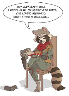 a raccoon sitting in a chair with a speech bubble above it that says, they