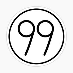 a black and white sticker with the number 99 in it's center on a white background