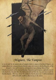 an old book with a drawing of a demon on it's front cover and the words, waperers, the vampire