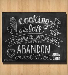 the words cooking with love provide food for the soul on a chalkboard background surrounded by hearts