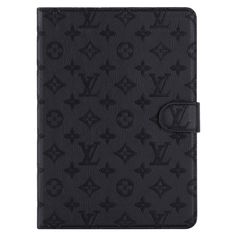 the louis vuitton ipad case is shown in black and has a monogram pattern