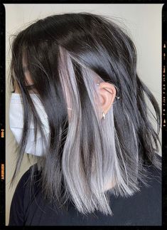 Hair Color Idea - Black and White Hair Hidden Hair Color, Peekaboo Hair Colors, Bentuk Alis, Peekaboo Highlights, Highlights Ideas