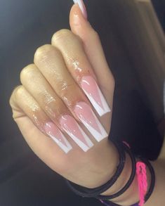 Nail Ideas Acrylic Coffin Long French Tip, Long V French Tip Nails, V Design Nails, Cut French Tip Nails, Sharp French Tip Nails, V Cut Nails, V Cut French Tip Nails, V French Tip Nails, V French Tip