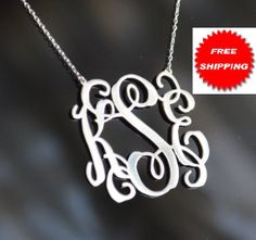 Monogram, 1 inch, Sterling Silver, Monogram Necklace, Personalized Necklace, Name Necklace, Initial Necklace, Valentines Day Gift on Etsy, $25.00 Mother Necklace, Silver Monogram, Necklace Initial, Monogram Jewelry, Mothers Necklace, Monogram Necklace, Presents For Friends, Initial Jewelry, Necklace Personalized