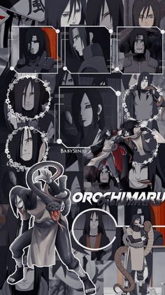 an anime character with many different avatars in the background and text that reads, orchimanu 6