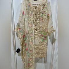 This Is From Brand Agha Noor Orginal . Shirt Is Fully Embroided On Organza And Lined Front And Back But Not In Sleeves . Dupatta Is Pure Chiffon Fully Embroidered. Just Used For Couple Of Hrs .. Like New No Flaws . Medium Chest 40”, Hip 44” And Length Of Shirt 37” . Pure Chiffon, Media Chest, Pakistani Dresses, Chiffon, Long Sleeve Dress, Womens Dresses, Pure Products, Long Sleeve, Dresses