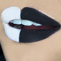 Black And White Lipstick, Black And White Lips, Black And White Makeup, White Lipstick, White Lips, Song Cover, Gala Outfit, Beaded Crafts, Lip Service