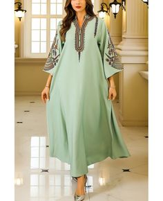 Get 10% off now! Buy exotic embroidered modest women kaftans muslim dress at cheap price online. Free stable shipping and pro custom service since 2009. Modest Embroidered Maxi Dress For Eid, Modest Floral Embroidered Dresses For Eid, Modest Embroidered Dress For Eid, Green Embroidered Floor-length Thobe, Long Sleeve Kaftan With Embroidered Neckline For Eid, Green Embroidered Neckline Dress For Eid, Floor-length Embroidered Thobe For Eid, Modest Women, High Low Prom Dresses