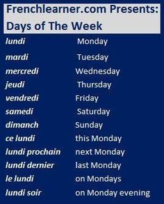 the days of the week are shown in blue