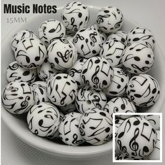 Music Notes Silicone Bead Quantity: 5 pieces Size: 15mm  Material: Silicone 100% food-grade silicone - non-toxic - tasteless and odorless - BPA, lead, phthalate and cadmium free ✔️ Tested and suitable for beaded pens, keychains and wine stoppers!  🎨 Colors may vary based on computer monitor settings. 🧼 Easily cleaned with dish soap & water. Disclaimer: Due to the nature of how the printed beads are manufactured the designs may have a stretched look to them as well as a noticeable line where the design meets. This is not a flaw in the designs, that is how they are intended to be. You will find some more than others have these features.  ⚠️ WARNING ⚠️ Keep out of the reach of children. This product is not intended for children. Choking hazard. Bead Crafts Diy, Beaded Pens, Beadable Products, Beads Diy, Music Note, Wine Stoppers, Silicone Beads, Diy Beads, Music Notes