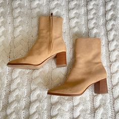 Brand New Condition, H&M Brand Suede Block Heel Ankle Boots Beige Ankle-high Boots With Zipper Closure, Beige Boots With Zipper Closure For Fall, Spring High Ankle Boots With Zipper Closure, Ankle-high Boots With Zipper Closure For Spring, Ankle-high Boots With Zipper For Spring, Casual Beige Boots With Zipper Closure, Beige Pointed Toe Boots With Zipper Closure, Spring Suede Boots With Zipper Closure, Suede Boots With Zipper Closure For Spring