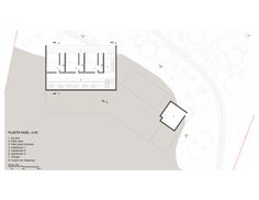 an architectural drawing shows the floor plan for a building with multiple levels and different areas