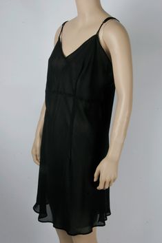 Great Pre-owned Condition Size: Medium Color: Black Adjustable Straps Partially Lined Chiffon Elegant Solid Color Slip Dress For Beach, Black Sheer Slip Dress For Summer, Black Silk Maxi Dress For Daywear, Sheer Chiffon, Adjustable Straps, Slip Dress, Chiffon, Size Medium, Black