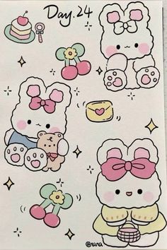 the sticker sheet is decorated with cute cartoon animals and teddy bears on white paper