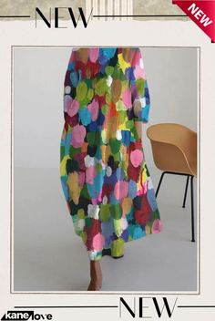 Women's Casual Floral Print Dress Casual Colorful Patterned Party Dress, Casual Party Dress With Colorful Pattern, Casual Colorful Pattern Maxi Dress For Party, Colorful Spring Party Midi Dress, Fall Multicolor Maxi Dress, Colorful Midi Length Party Dress, Colorful Pattern Long Sleeve Party Dress, Green Dresses With Colorful Pattern, Colorful Patterned Long Sleeve Party Dress