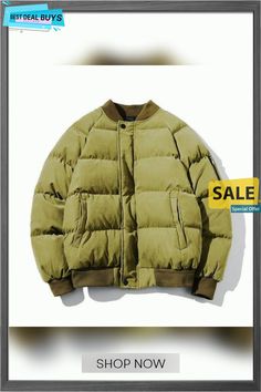 Men's Jacket High Quality Man Coat Solid Male Casual Thicken Warm Parkas Coat Men's Clothing Streetwear Khaki Long Sleeve Sport Coat For Winter, Urban Khaki Outerwear With Stand Collar, Urban Outerwear With Stand Collar In Khaki, Casual Winter Sport Coat With Padded Collar, Man Coat, Clothing Streetwear, Men's Jacket, Parka Coat, Outerwear Women