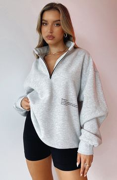 Caught Up With You Zip Front Sweater Grey Marle | White Fox Boutique USA Nursing School Outfit, Grey Zip Hoodie, Trendy Mom Outfits, Zip Front Sweater, Fall Closet, Trendy Mom, Front Sweater, White Fox Boutique, Sweater Grey