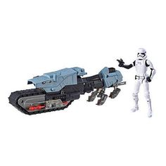 a star wars action figure next to a toy vehicle