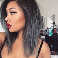 Charcoal Hair, Dark Ombre Hair, Silver Hair Color, Ombré Hair, Natural Hair Growth, Grunge Hair, Gray Hair, Grey Hair, Silver Hair