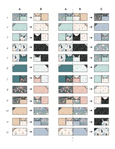 an image of different types of quilts and patterns on the same sheet, each with different