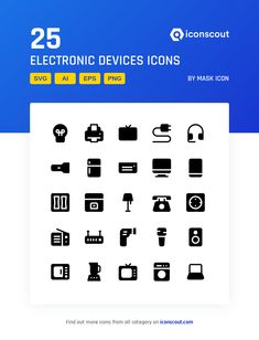 25 electronic devices icons by mark mcon